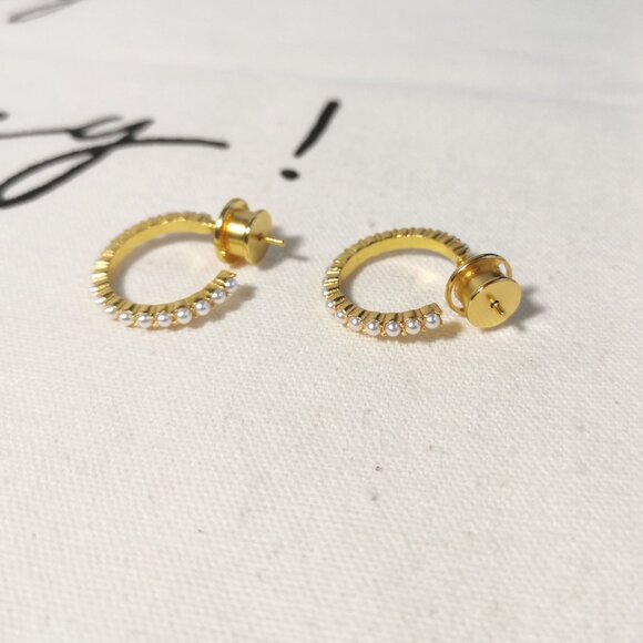 Julie Vos Small Hoop Earrings - Juliet - Pearl Gold - Picture 3 of 3